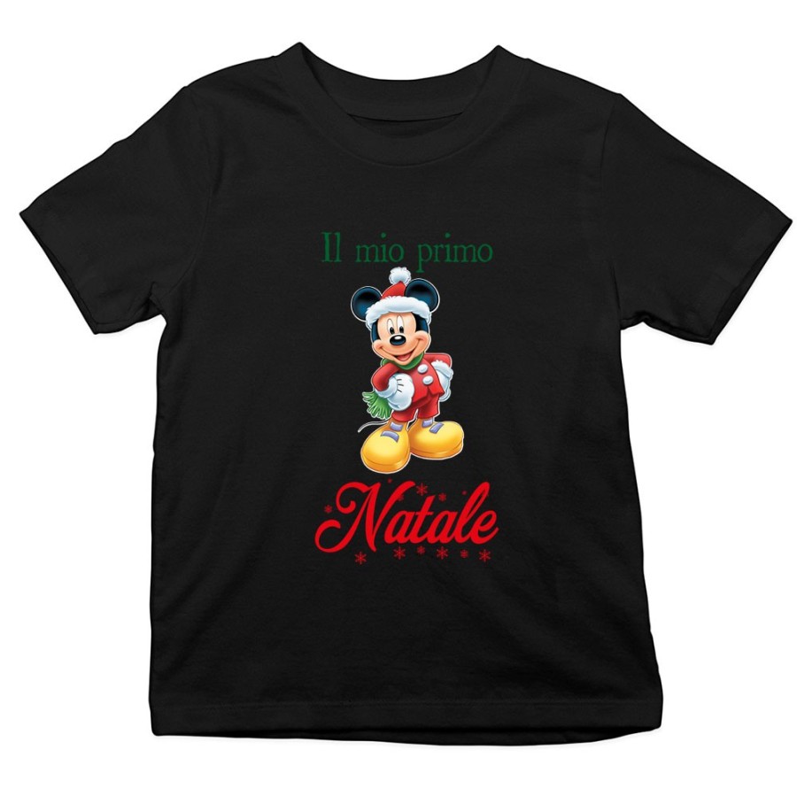 T-shirt bambino personalizzabile con nome topolino il mio primo natale Natale