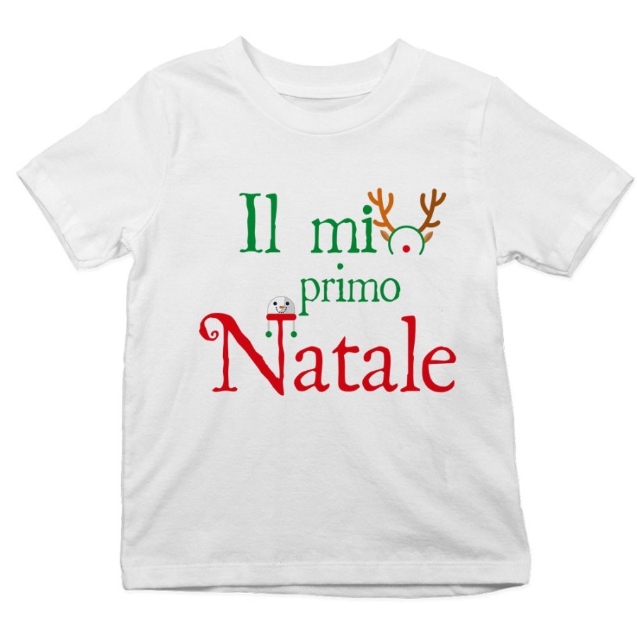 T-shirt bambino il mio primo natale con cappello da renna Natale