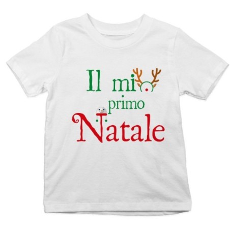 T-shirt bambino il mio primo natale con cappello da renna Natale