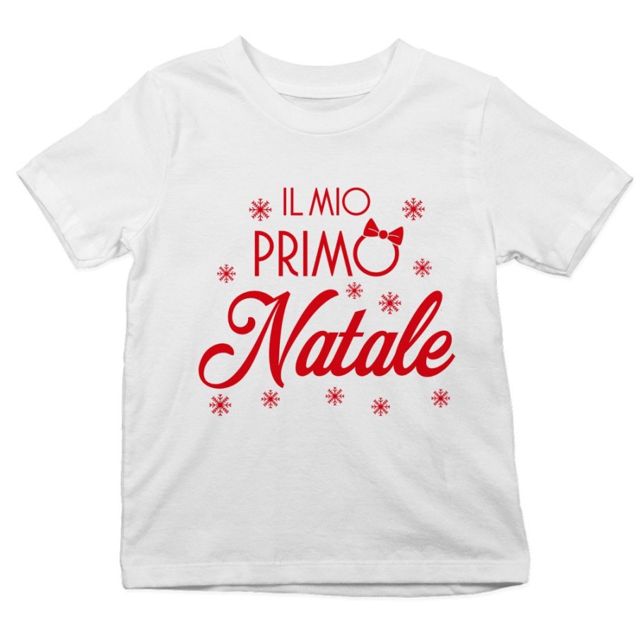 T-shirt bambina personalizzabile con nome il mio primo natale con fiocco Natale
