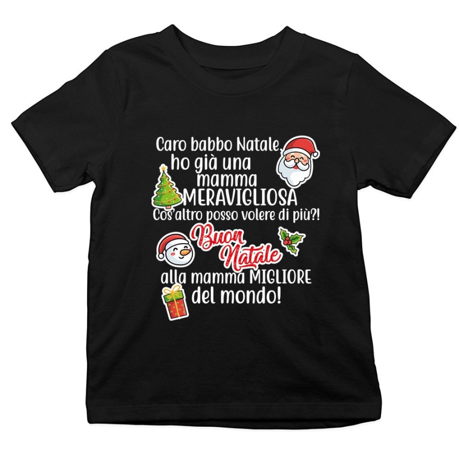 T-shirt bambino personalizzabile con nome caro babbo natale ho un papà meraviglioso Natale