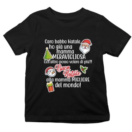T-shirt bambino personalizzabile con nome caro babbo natale ho un papà meraviglioso Natale