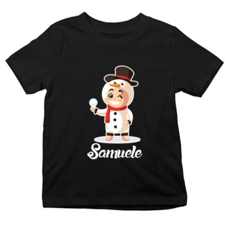 T-shirt bambino personalizzata con nome baby pupazzo di neve Natale