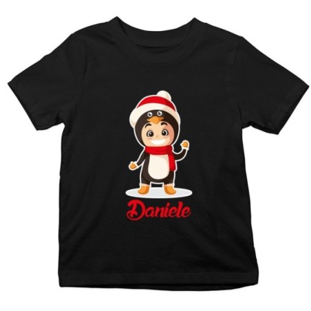 T-shirt bambino personalizzata con nome baby pinguino