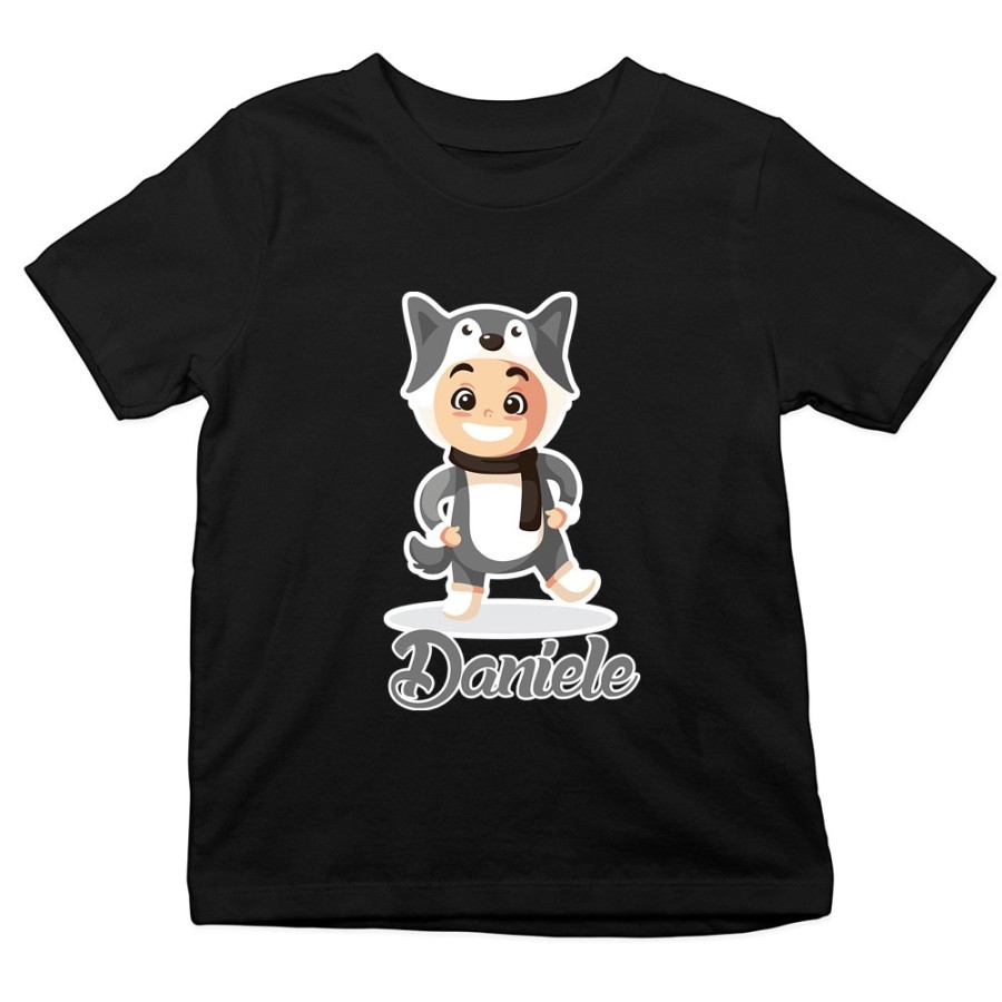 T-shirt bambino personalizzata con nome baby lupo Natale