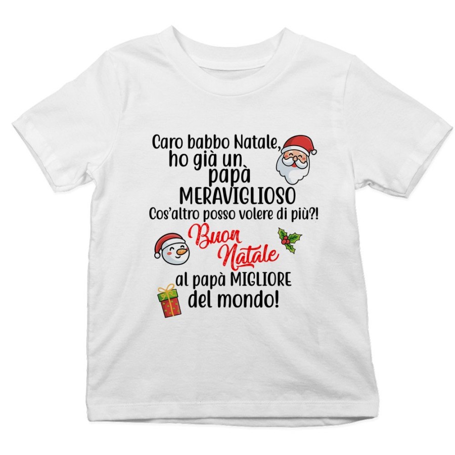T-shirt bambino personalizzabile con nome caro babbo natale ho una mamma meravigliosa Natale