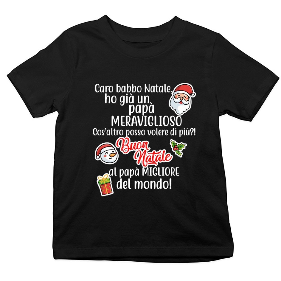 T-shirt bambino personalizzabile con nome caro babbo natale ho una mamma meravigliosa Natale
