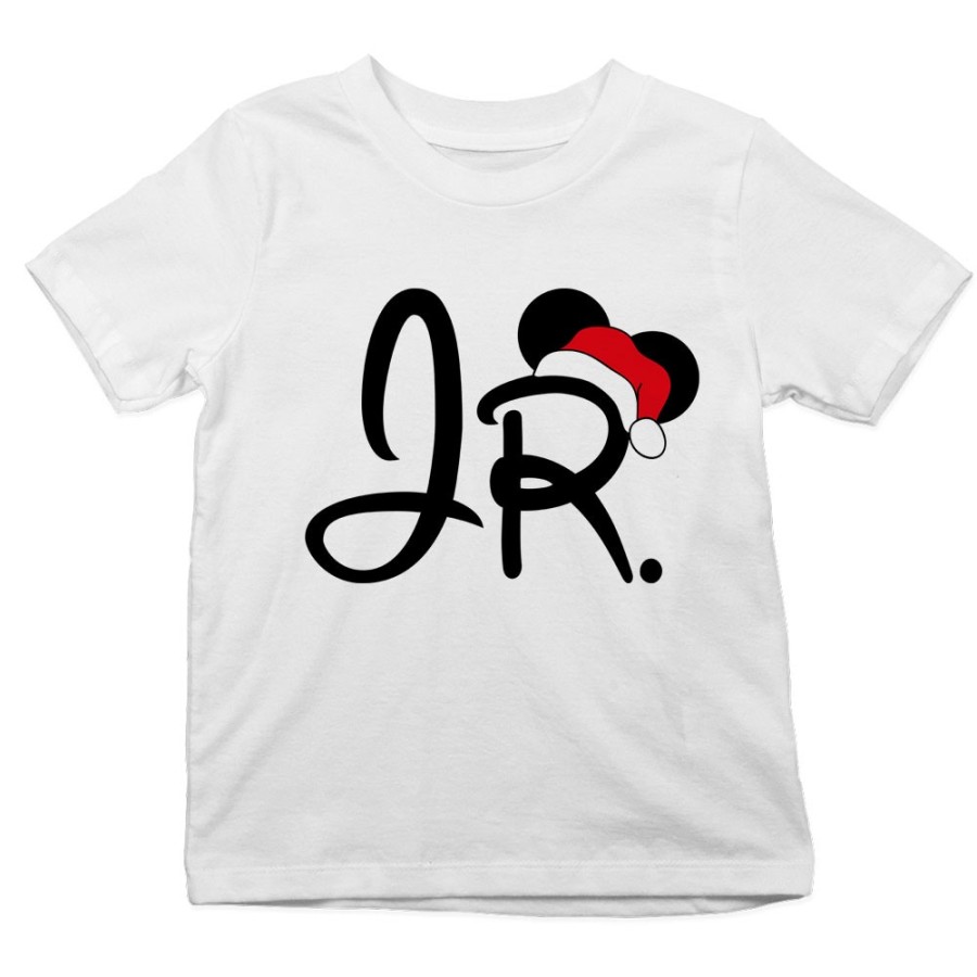 T-shirt bambino personalizzabile con nome jr con cappello natalizio Natale