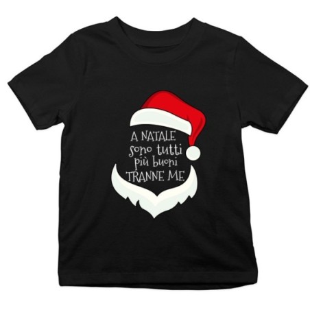 T-shirt bambino personalizzabile con nome a natale sono tutti più buoni tranne me Natale