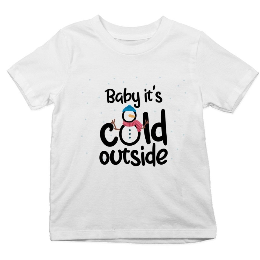 T-shirt bambino personalizzabile con nome baby it's cold outside Natale