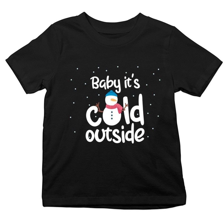T-shirt bambino personalizzabile con nome baby it's cold outside Natale