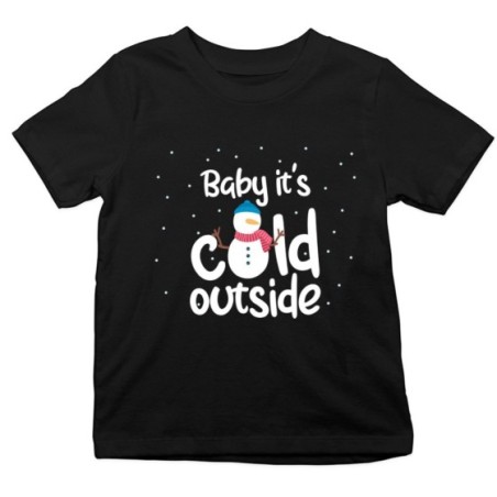 T-shirt bambino personalizzabile con nome baby it's cold outside Natale