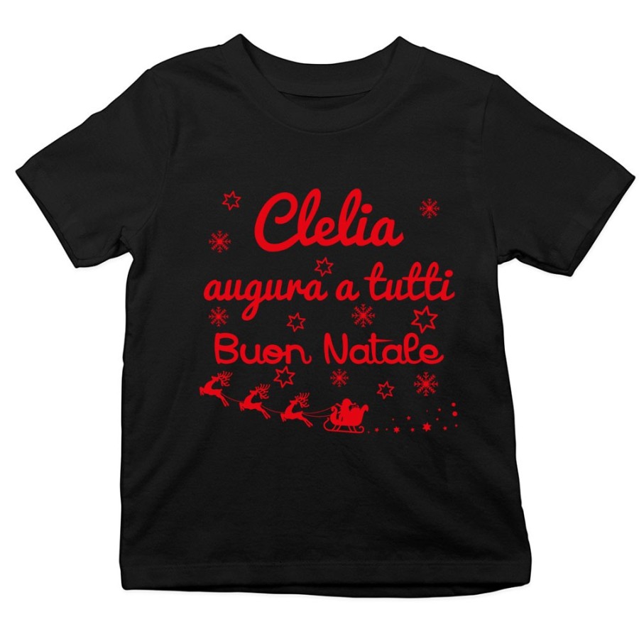 T-shirt bambino personalizzata con nome augura a tutti buon natale Natale