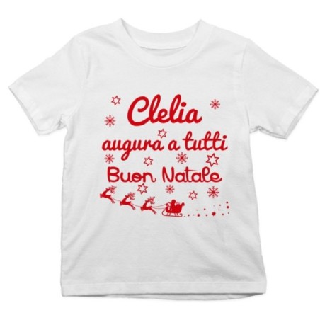 T-shirt bambino personalizzata con nome augura a tutti buon natale Natale