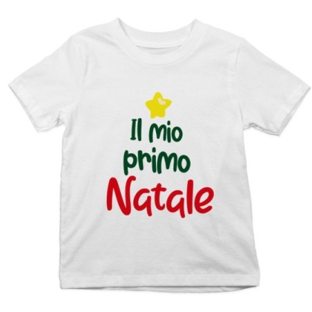 T-shirt bambino personalizzabile con nome il mio primo natale a forma di albero Natale