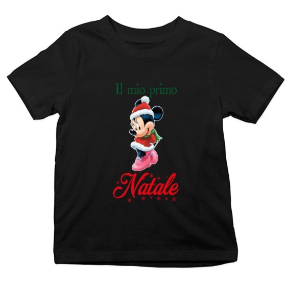 T-shirt bambino personalizzabile con nome minnie il mio primo natale Natale