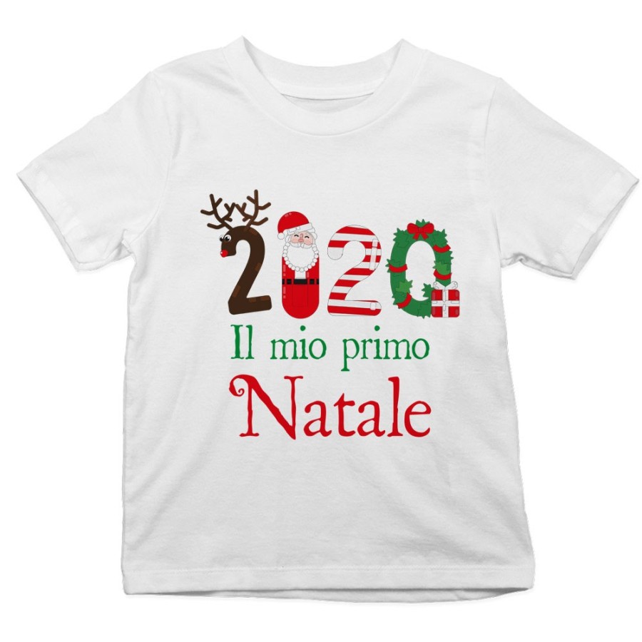 T-shirt bambino personalizzabile con nome e anno il mio primo natale Natale
