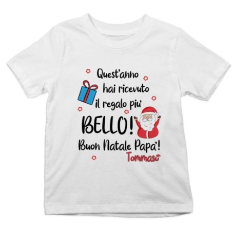 T-shirt bambino personalizzata con nome mamma quest'anno hai ricevuto il regalo più bello natale Natale