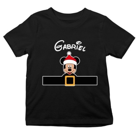 T-shirt bambino personalizzata con nome e cintura natalizia topolino Natale