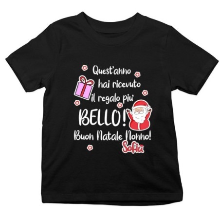 T-shirt bambino personalizzata con nome nonno quest'anno hai ricevuto il regalo più bello natale Natale