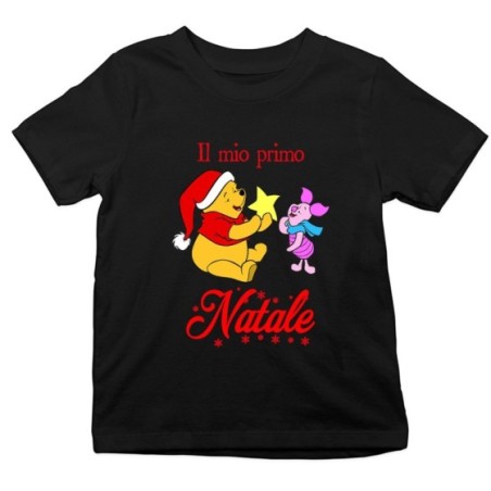 T-shirt bambino personalizzabile con nome winnie the pooh il mio primo natale Natale