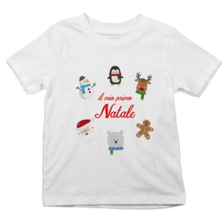 T-shirt bambino il mio primo natale con personaggi natalizi