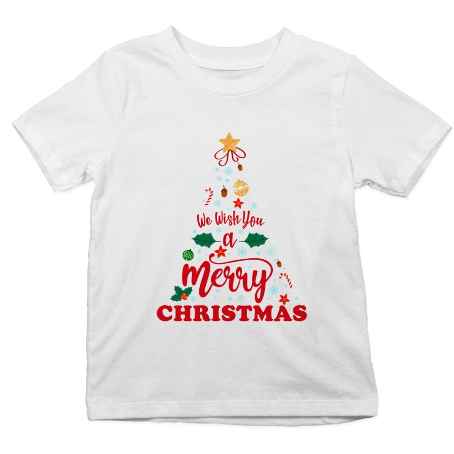 T-shirt bambino personalizzabile con nome we wish you a merry christmas Natale