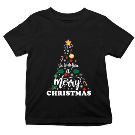 T-shirt bambino personalizzabile con nome we wish you a merry christmas Natale