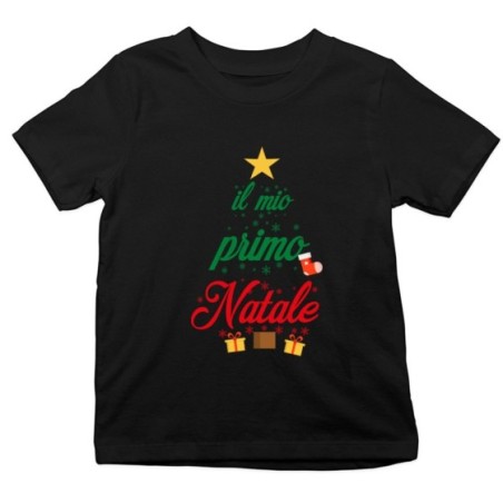 T-shirt bambino il mio primo natale a forma di albero...