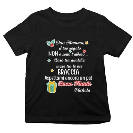 T-shirt bambino personalizzabile papà tuo regalo sarà tra qualche mese tra le tue braccia Natale
