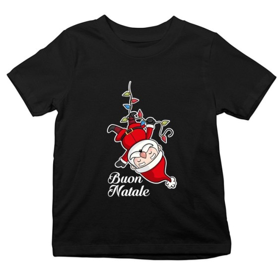 T-shirt bambino personalizzabile con nome babbo natale con luci natalizie Natale
