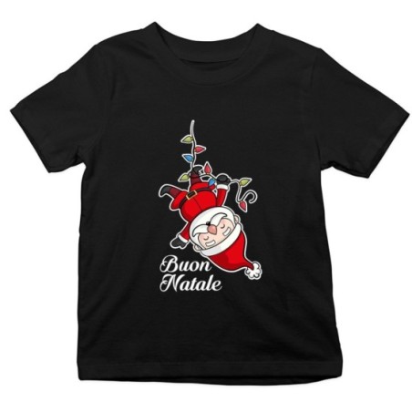 T-shirt bambino personalizzabile con nome babbo natale con luci natalizie Natale