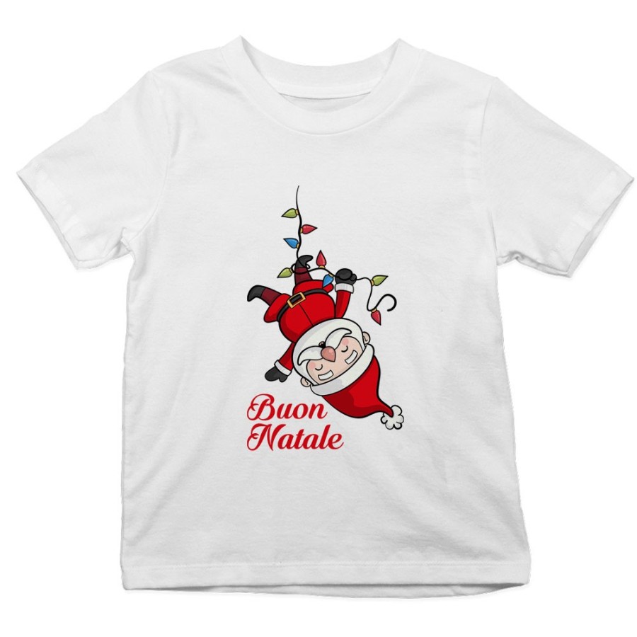 T-shirt bambino personalizzabile con nome babbo natale con luci natalizie Natale