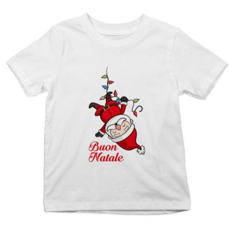 T-shirt bambino personalizzabile con nome babbo natale con luci natalizie Natale
