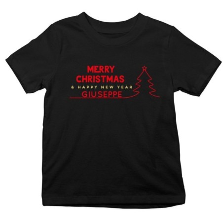 T-shirt bambino personalizzata con nome merry christmas...