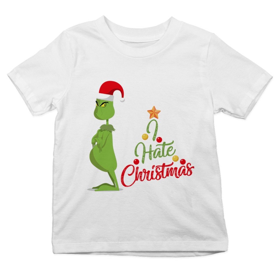 T-shirt bambino personalizzabile con nome i hate christmas grinch Natale