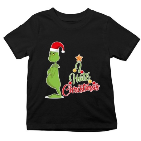 T-shirt bambino personalizzabile con nome i hate christmas grinch Natale