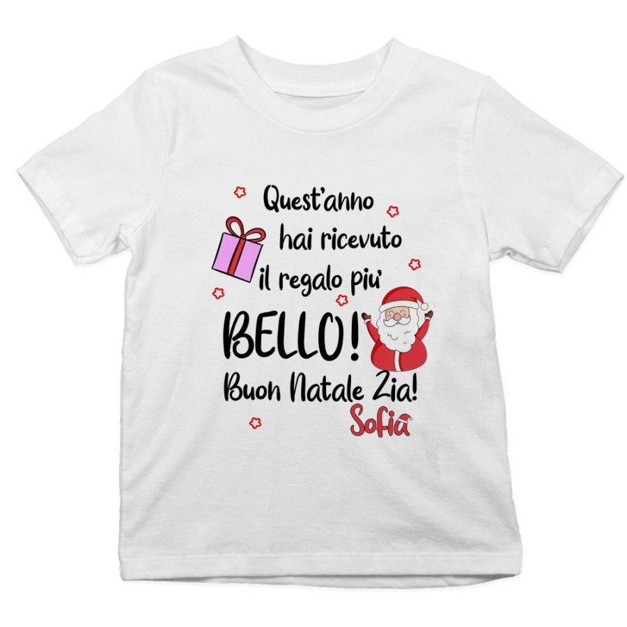 T-shirt bambino personalizzata con nome zio quest'anno hai ricevuto il regalo più bello natale Natale