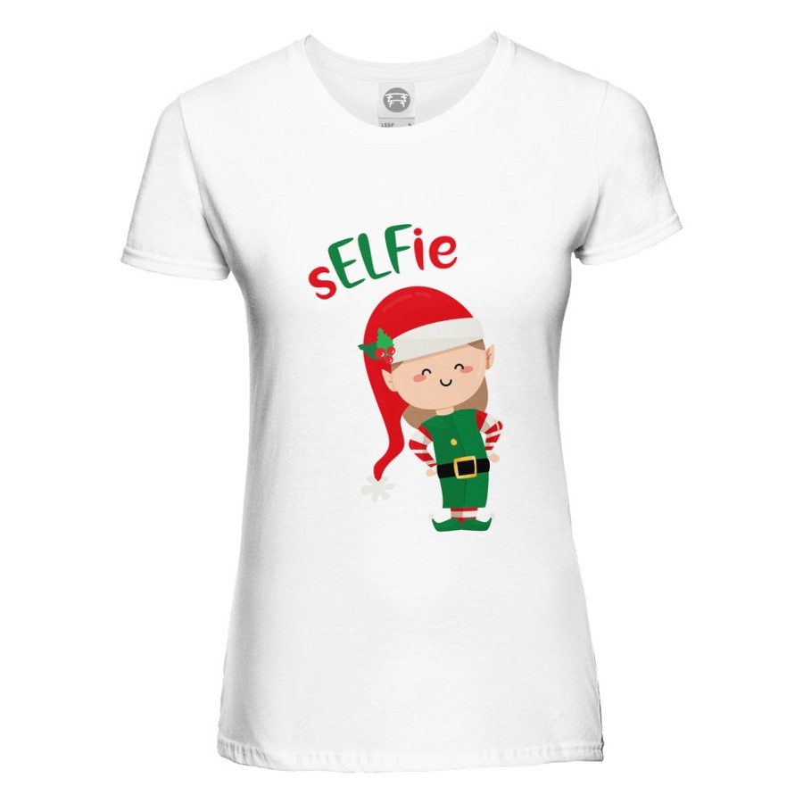T-shirt donna personalizzabile con nome selfie Natale