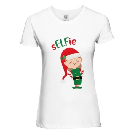 T-shirt donna personalizzabile con nome selfie Natale