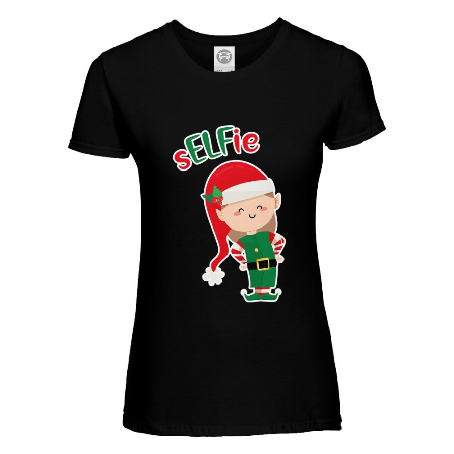 T-shirt donna personalizzabile con nome selfie Natale