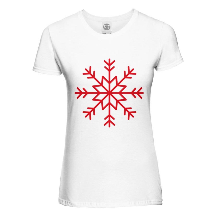 T-shirt donna personalizzabile con nome fiocco di neve Natale
