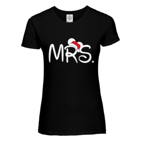 T-shirt donna personalizzabile con nome mrs con cappello natalizio Natale