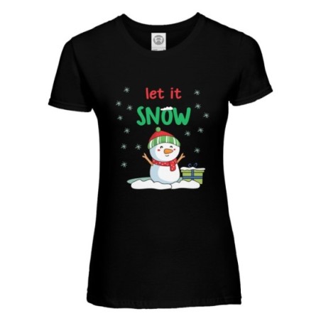 T-shirt donna pupazzo di neve let it snow