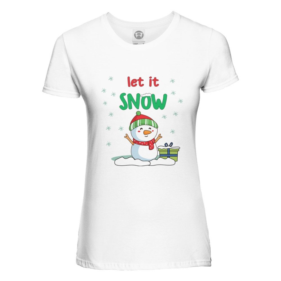 T-shirt donna pupazzo di neve let it snow Natale