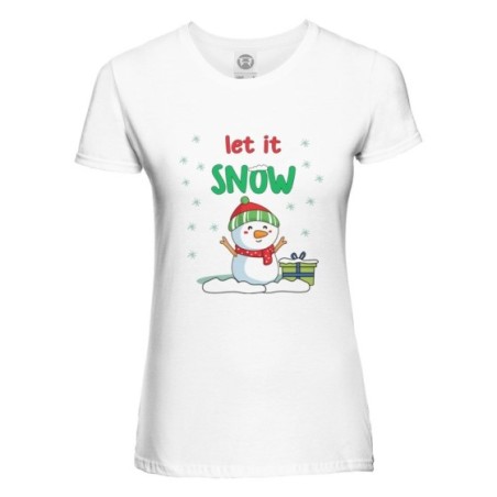 T-shirt donna pupazzo di neve let it snow Natale