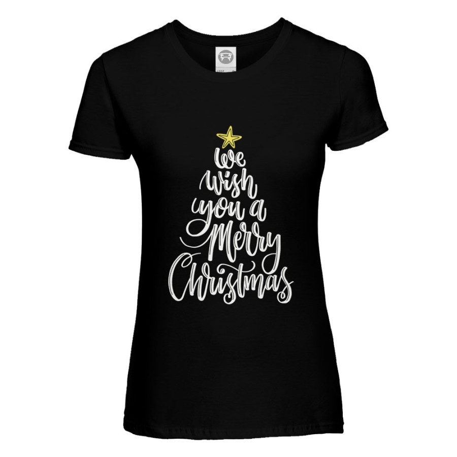 T-shirt donna we wish you a merry christmas Natale