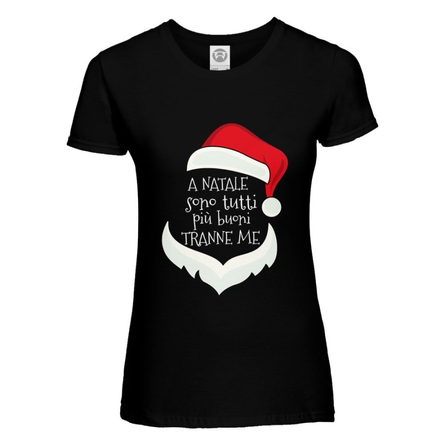 T-shirt donna personalizzabile con nome a natale sono tutti più buoni tranne me Natale