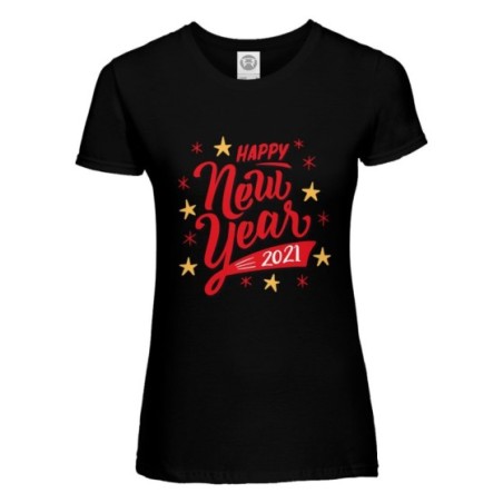 T-shirt donna personalizzata con anno happy new year Natale