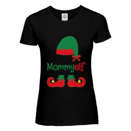 T-shirt donna personalizzabile con nome mommy elf Natale